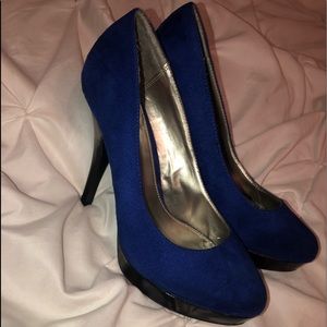 blue and black heels